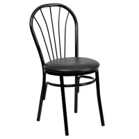 HERCULES Series Fan Back Metal Chair - Black Vinyl Seat