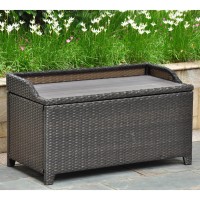 International Caravan Wicker Resin/Aluminum Patio Bench With Storage