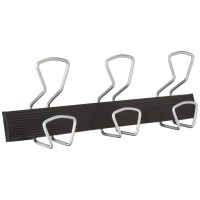 Alba Pmpro3M Modern Wall & Door Mounted Coat Hanger In Black With 3 Silver Wire Hooks