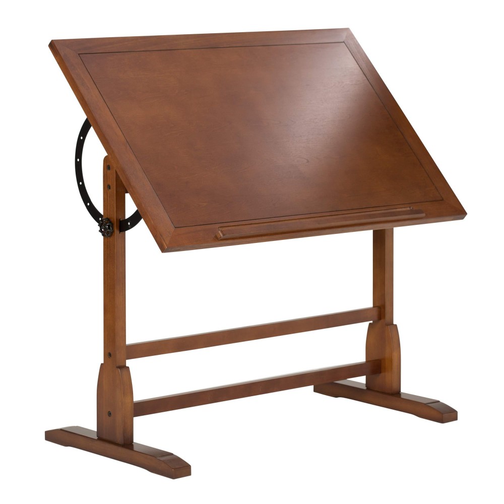 Studio Designs Vintage Drafting Table - Antique Design Solid Wood Drafting Table With Built-In Pencil Groove And Pencil Ledge - Angle Adjustable Work Surface