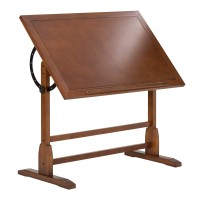 Studio Designs Vintage Drafting Table - Antique Design Solid Wood Drafting Table With Built-In Pencil Groove And Pencil Ledge - Angle Adjustable Work Surface