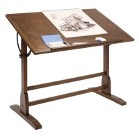 Studio Designs Vintage Drafting Table - Antique Design Solid Wood Drafting Table With Built-In Pencil Groove And Pencil Ledge - Angle Adjustable Work Surface