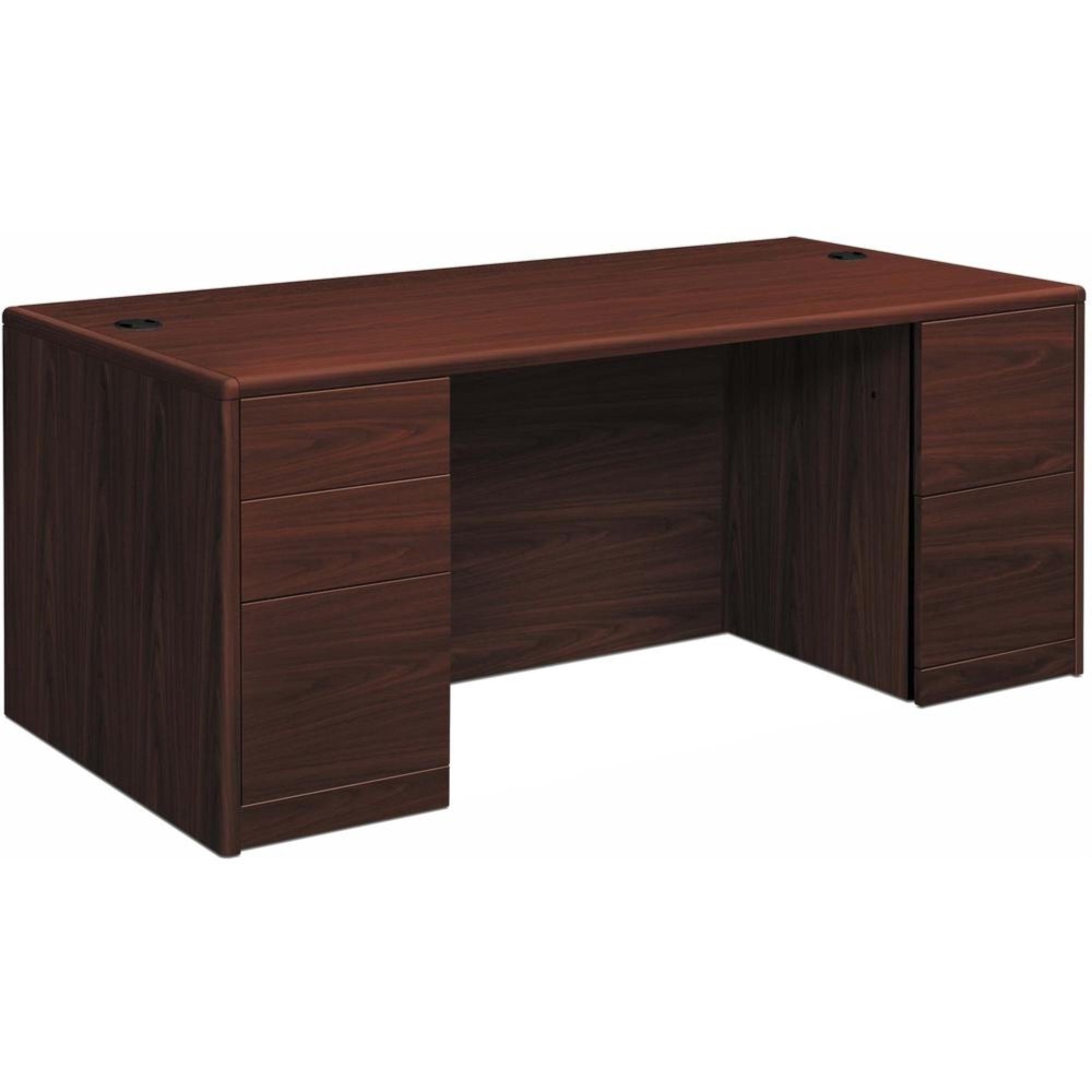 Hon 10700 H10799 Pedestal Desk 72 X 36 X 295 5 X Box File Drawers Double Pedestal Waterfall Edge Finish Mahogany