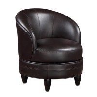 Sophia Swivel Accent Chair Brown Faux Leather