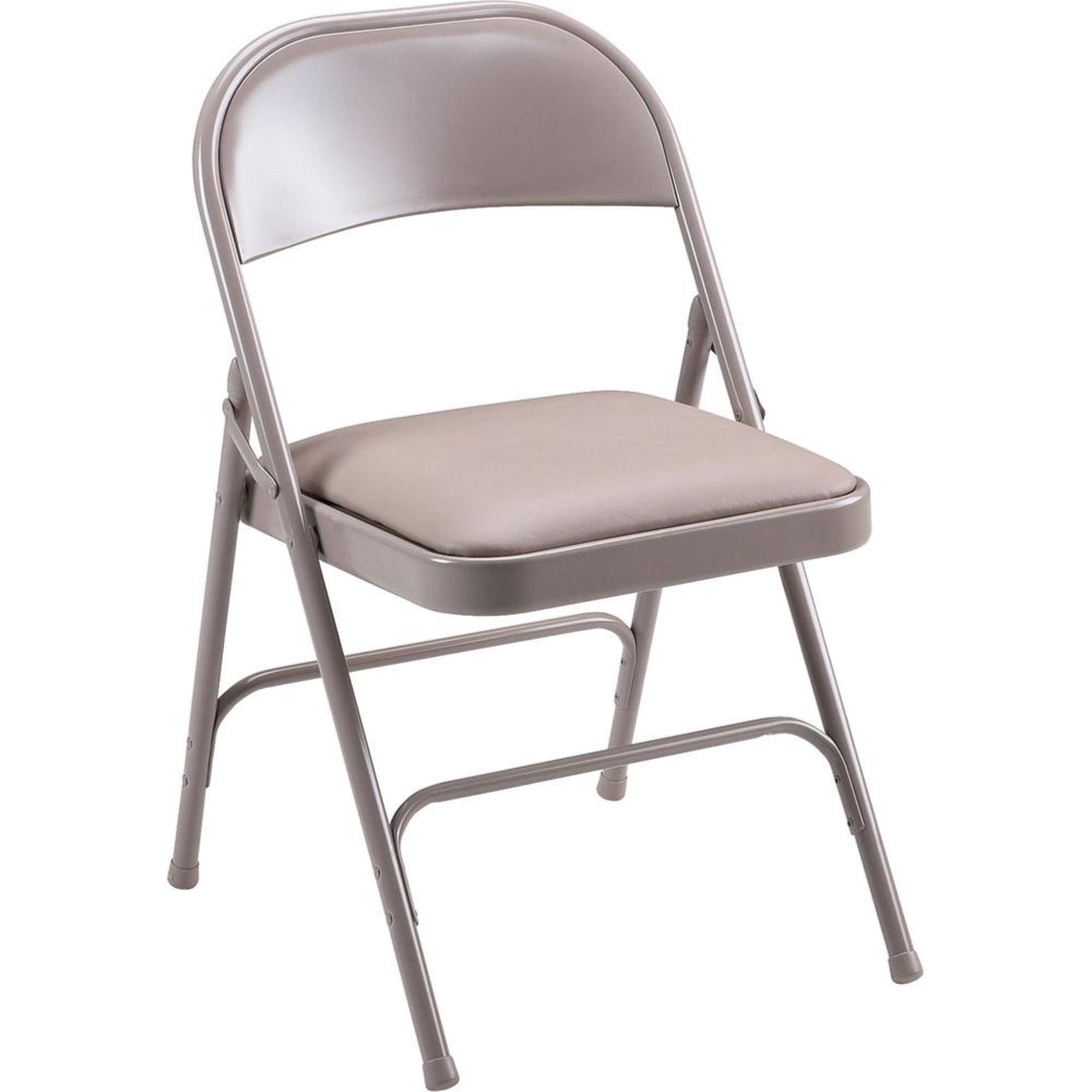 Lorell Steel Folding Chairs Beige Vinyl Seat Beige Steel Frame 4 Carton