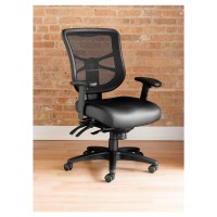 Alera El4215 Elusion Series Mesh Mid-Back Multifunction Chair, Black Leather