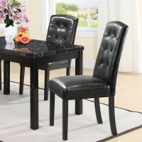 Modway Perdure Modern Tufted Faux Leather Upholstered Parsons Two Dining Chairs In Black