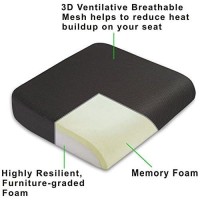 Travelmate Extra-Large Memory Foam Seat Cushion - Perfect For Office Chair And Wheelchair - Does Not Slip Even On Smooth Marble Floors - Washable & Breathable Cover - Relieves Back Pain - 19?X17?X3?