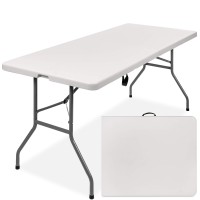 Best Choice Products 6Ft Plastic Folding Table Indoor Outdoor Heavy Duty Portable Whandle Lock For Picnic Party Camping W