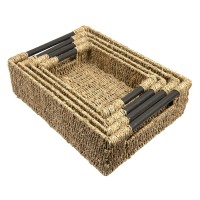 Woodluv Extra-Large Seagrass Storage Basket With Handle