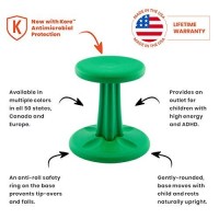 Kore Kids Pre-Teen Wobble Chair - Flexible Seating Stool For Classroom, Home & School, Add/Adhd - Made In The Usa - Age 10-11, Grade 5-6, Green (18.7In)