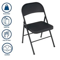 Cosco Black, Steel Folding Chair, 4 Pack