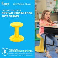 Kore Kids Wobble Chair - Flexible Seating Stool For Classroom & Elementary School, Add/Adhd - Made In The Usa - Age 6-7, Grade 1-2, Yellow (14In)