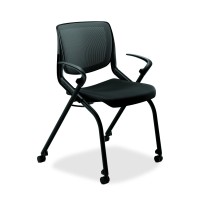 The Hon Company Hon Motivate Guest Fixed Arms, Nesting Stacking Chair, (Hmn2) Office Chiar, Onyx Shell, Centurion Black