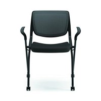 The Hon Company Hon Motivate Guest Fixed Arms, Nesting Stacking Chair, (Hmn2) Office Chiar, Onyx Shell, Centurion Black