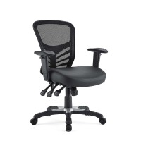 Modway Articulate Mesh Office Chair With Fully Adjustable Vegan Leather Seat In Black