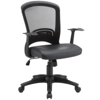 Modway Pulse Ergonomic Faux Leather Adjustable Swivel Office Chair In Black