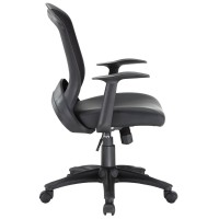 Modway Pulse Ergonomic Faux Leather Adjustable Swivel Office Chair In Black