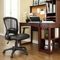 Modway Pulse Ergonomic Faux Leather Adjustable Swivel Office Chair In Black