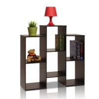 Furinno Parsons Staggered Cube Bookcase With 6 Shelves, Black