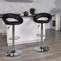 Flash Furniture Contemporary Brown Vinyl Rounded Orbit-Style Back Adjustable Height Barstool With Chrome Base