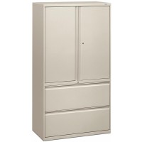 Hon Brigade 800 H885Ls Lateral File 36 X 18 X 67 2 Drawers 3 Shelves Finish Light Gray