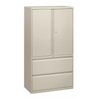 Hon Brigade 800 H885Ls Lateral File 36 X 18 X 67 2 Drawers 3 Shelves Finish Light Gray