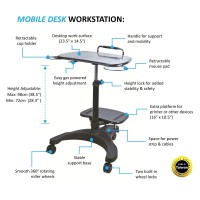 Aidata Ergonomic Sit-Stand Mobile Laptop Cart Work Station With Printer Shelf. With Built In Cup Holder And Mouse Pad. Black (Model: Lpd009P)