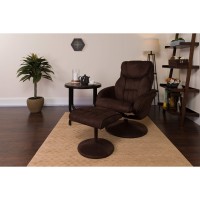 Flash Furniture Whitney Contemporary Multi-Position Recliner And Ottoman With Circular Wrapped Base In Brown Microfiber