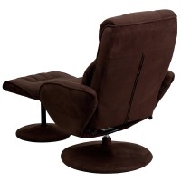 Flash Furniture Whitney Contemporary Multi-Position Recliner And Ottoman With Circular Wrapped Base In Brown Microfiber