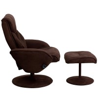 Flash Furniture Whitney Contemporary Multi-Position Recliner And Ottoman With Circular Wrapped Base In Brown Microfiber