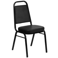 Flash Furniture Hercules Series Trapezoidal Vinyl Banquet And Event Chairs, Commercial Event Chairs With Padded Seats And Backs, Set Of 4, Black
