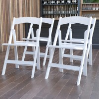 Flash Furniture Hercules Series Folding Chair White Resin Set Of 4 800Lb Weight Capacity Comfortable Event Chair Light Wei