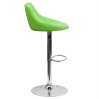 Contemporary Green Vinyl Bucket Seat Adjustable Height Barstool With Diamond Pattern Back And Chrome Base