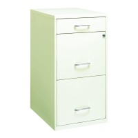 Hirsh Industries Space Solutions Metal 3 Drawer File Cabinet With Pencil Drawer Pearl White