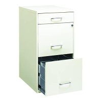 Hirsh Industries Space Solutions Metal 3 Drawer File Cabinet With Pencil Drawer Pearl White