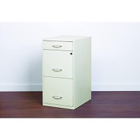 Hirsh Industries Space Solutions Metal 3 Drawer File Cabinet With Pencil Drawer Pearl White