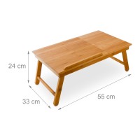 Relaxdays Bamboo Laptop Table Lapdesk + Storage Compartment + Adjustable Shelf Space, 55 X 33 X 24 Cm