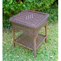 International Caravan Furniture Piece Pvc Resin And Steel Outdoor Side Table, Antique Pecan