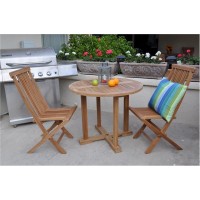 Anderson Teak Set-209 Bristol 3 Piece Outdoor Dining Set With Straight Legs