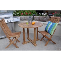 Anderson Teak Set-209 Bristol 3 Piece Outdoor Dining Set With Straight Legs