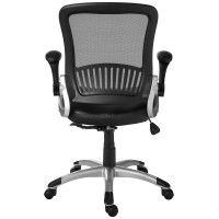 Office Star Em Series Bonded Leather Manager'S Adjustable Office Desk Chair With Thick Padded Seat And Built-In Lumbar Support, Black With Silver Finish