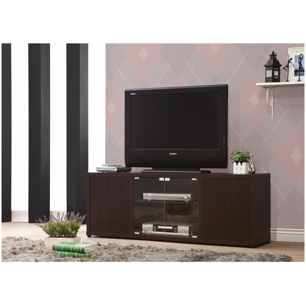 Ames Rectangular TV Console with Magneticpush Doors Cappuccino