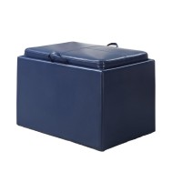 Convenience Concepts Designs4Comfort Accent Storage Ottoman 2275 X 1575 X 16 Blue Faux Leather