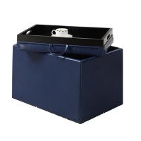 Convenience Concepts Designs4Comfort Accent Storage Ottoman 2275 X 1575 X 16 Blue Faux Leather