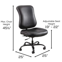 Safco Products 3592Bl Optimus Big And Tall Swivel Desk Task Office Chair, Black Vinyl Seat, Wheels, 25