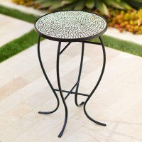 Teal Island Designs Zaltana Modern Black Metal Round Outdoor Accent Side Table 14