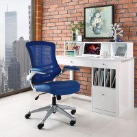 Modway Attainment Mesh Back And Vinyl Seatmodern Office Chair In Blue