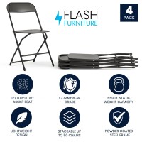 Flash Furniture Hercules Series Plastic Folding Chairs For Parties And Weddings Stackable Commercial Event Seats With 650Lb S