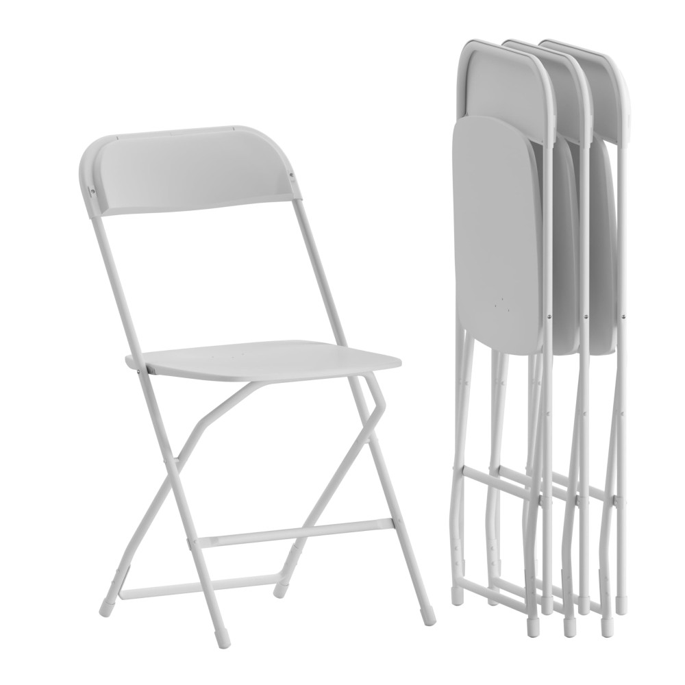 Flash Furniture Hercules Series Plastic Folding Chair White 4 Pack 650Lb Weight Capacity Comfortable Event Chairlightweight